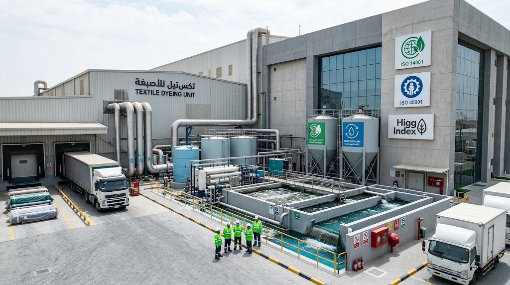 Tekstil fabrikası ve boyahane tesisinde ISO 14001 çevre ve ISO 45001 İSG yönetim sistemleri arıtma ünitesi
